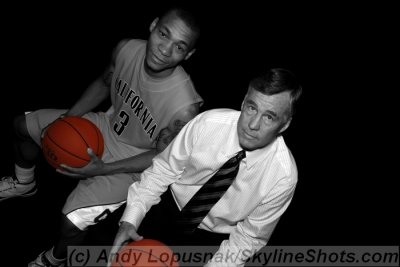 Cal Bears guard Jerome Randle with head coach Mike Montgomery