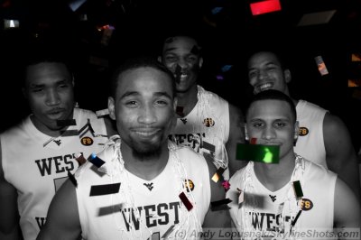 West Virginia starting unit showered in confetti