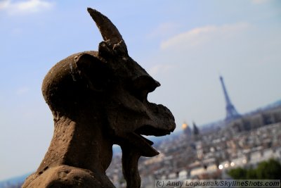 Notre-Dame gargoyle and the Eiffel Tower