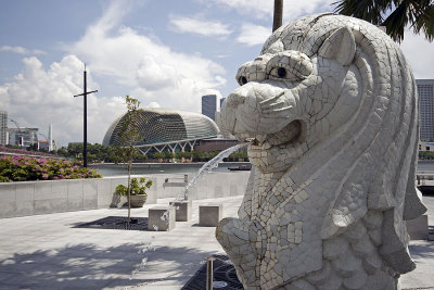 The Smaller Merlion with the Esplanade