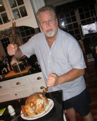 Mike slaughters the Christmas turkey