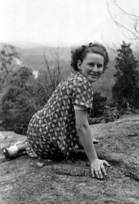 Mom on Panther Mountain above lake 6-13-1937
