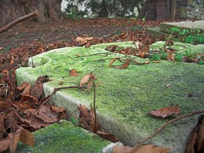 Fallen tombstone