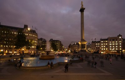 Trafalgar Square at twilight