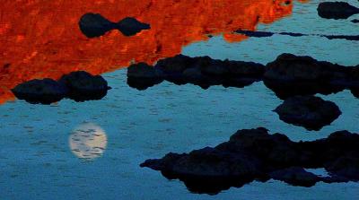 Moonrise Over a Desert Salt Pool