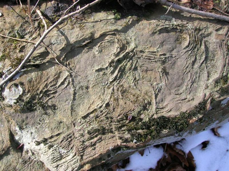 Stange markings in the rock