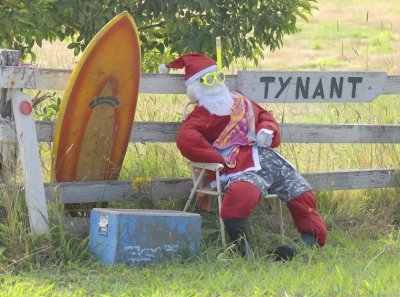 Santa taking a few minutes to chill out.