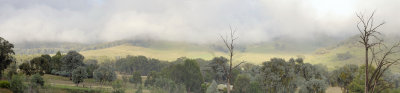 A low cloud early morning - bank of our dam we visit is bottom left.