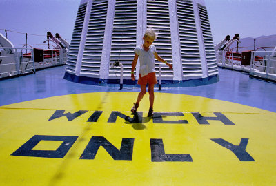 Ferry on the Mediterranean Aegean sea