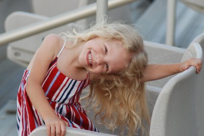 Kora in the bleachers