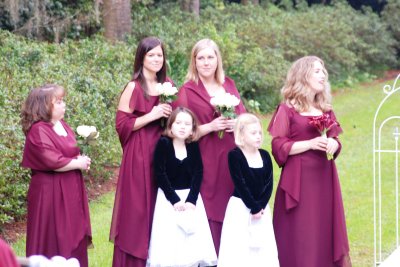 Matron of Honor, Christine Banaghan and the bridesmaids and flower girls look on