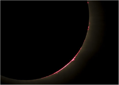 Solar Prominences Near Third Contact