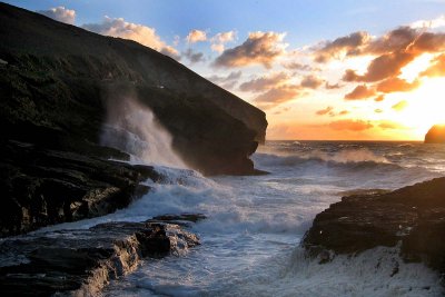 Stormy March Sunset at Trebarwith Strand