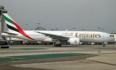 Emirates 777 heads for the taxiway