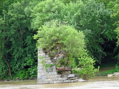 Remains of a bridge pier in the Potomac