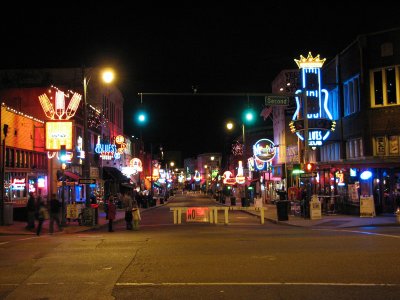 Beale Street in Memphis at night
