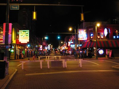 Beale Street in Memphis at night