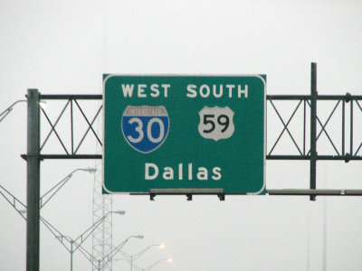 Sign for Dallas - near the end of the first leg of journey