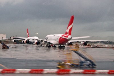 The two Qantas A380s