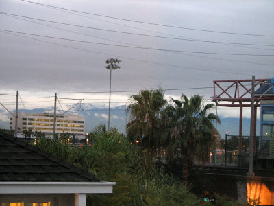 Snow capped mountains in the background