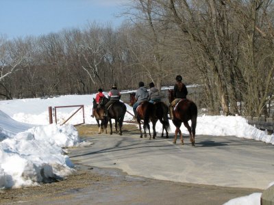 Not clear where they are headed with all that snow on the trail