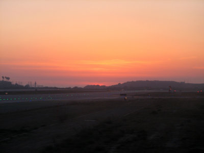 Landing at sunset
