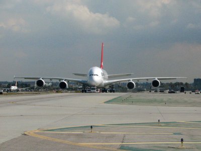 Almost head-on with the other Qantas A380