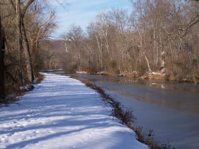 Snow covered towpath