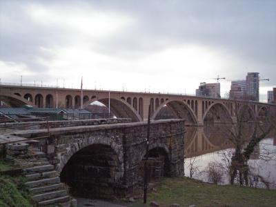 Key bridge and remains of aqueduct across Potomac