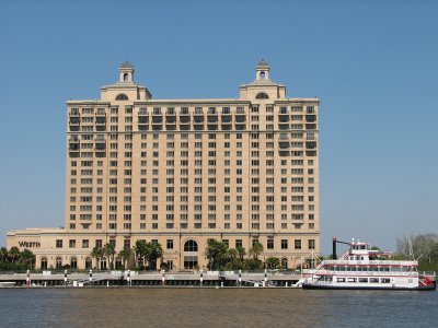 Hotel and Savannah Convention Center across the river