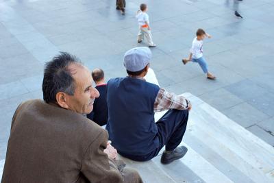 On the steps of the New Mosque