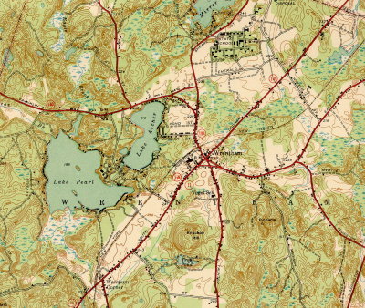 1938 Topographic Map of Wrentham