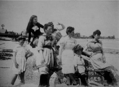 Girls on Brant Rock Beach - 1890 - Ventress Library Collection