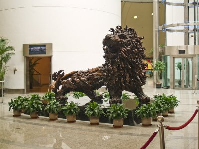 Lion Statue Inside Oriental Pearl Tower  in Pudong