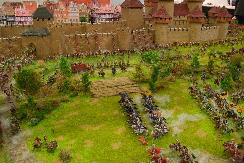 Her et annet diorama; slag på 1400-tallet mellom keiserlige tropper og husitter.