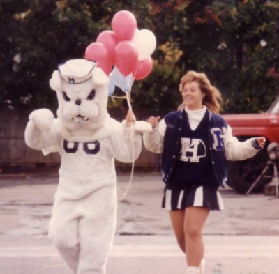 Varsity Cheerleading me and bulldog 1987.jpg