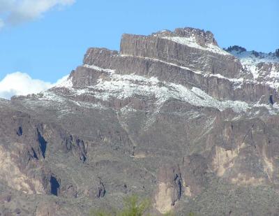 Snow on the Superstition Mountains