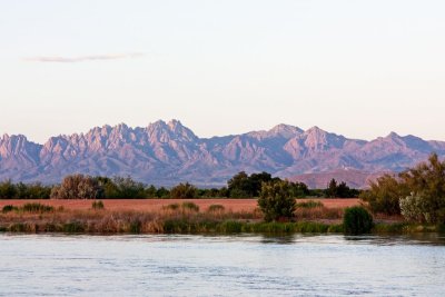 Organ Mountains from the Rio Grande near Mesilla, NM