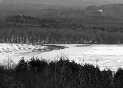 Thin ice on lake