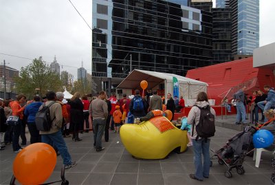 Orange Day at Queensbridge Square in Melbourne.