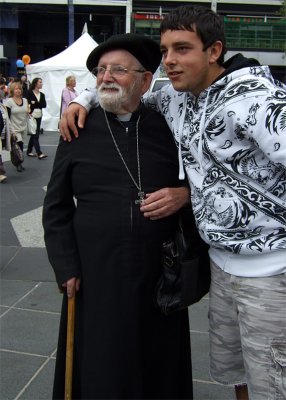Russian Orthodox priest finds new friends.