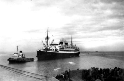 Johan van Oldenbarnevelt arrives in Port Melbourne May 1956