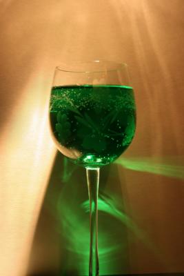 Green Wine Glass lit from above