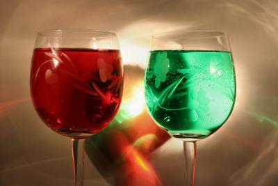 Red and Green Wine Glasses