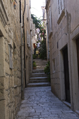 Tight street in old town of Korcula