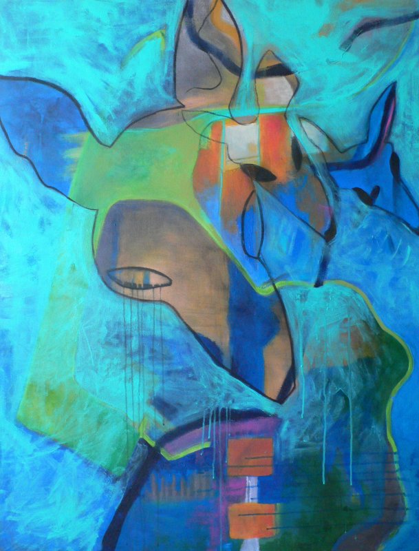 Abstracto con venado 48 x 36 acrylic on canvas, 2010