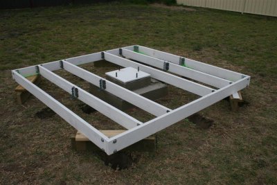 The frame and a couple of joists in place.