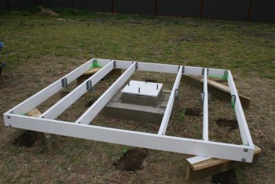 Another view of the decking frame and support holes.