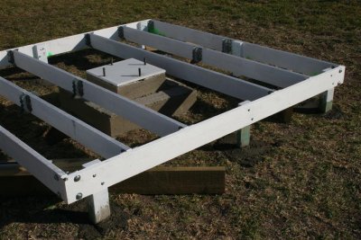 Decking frame cemented into place.