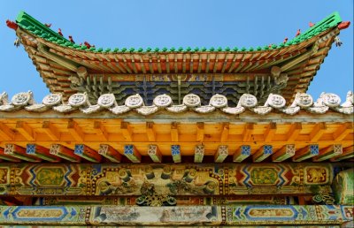 Eaves of one of the buildings at the Winter Palace of the Bogd Khaan